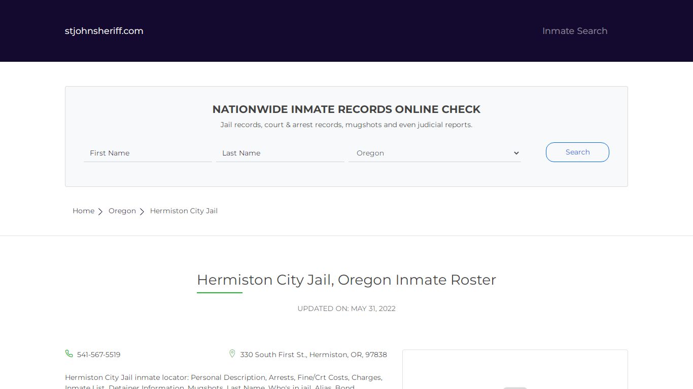 Hermiston City Jail, Oregon Inmate Roster