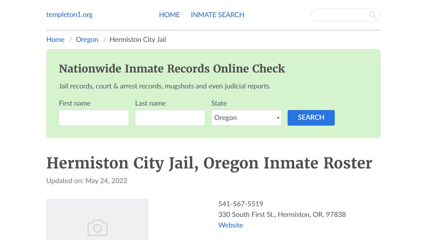 Hermiston City Jail, Oregon Inmate Booking