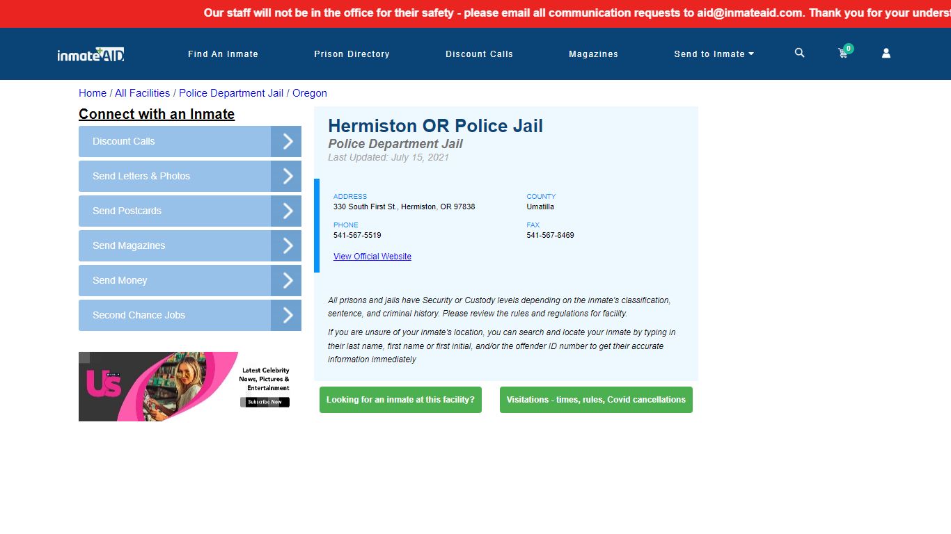 Hermiston OR Police Jail & Inmate Search - Hermiston, OR