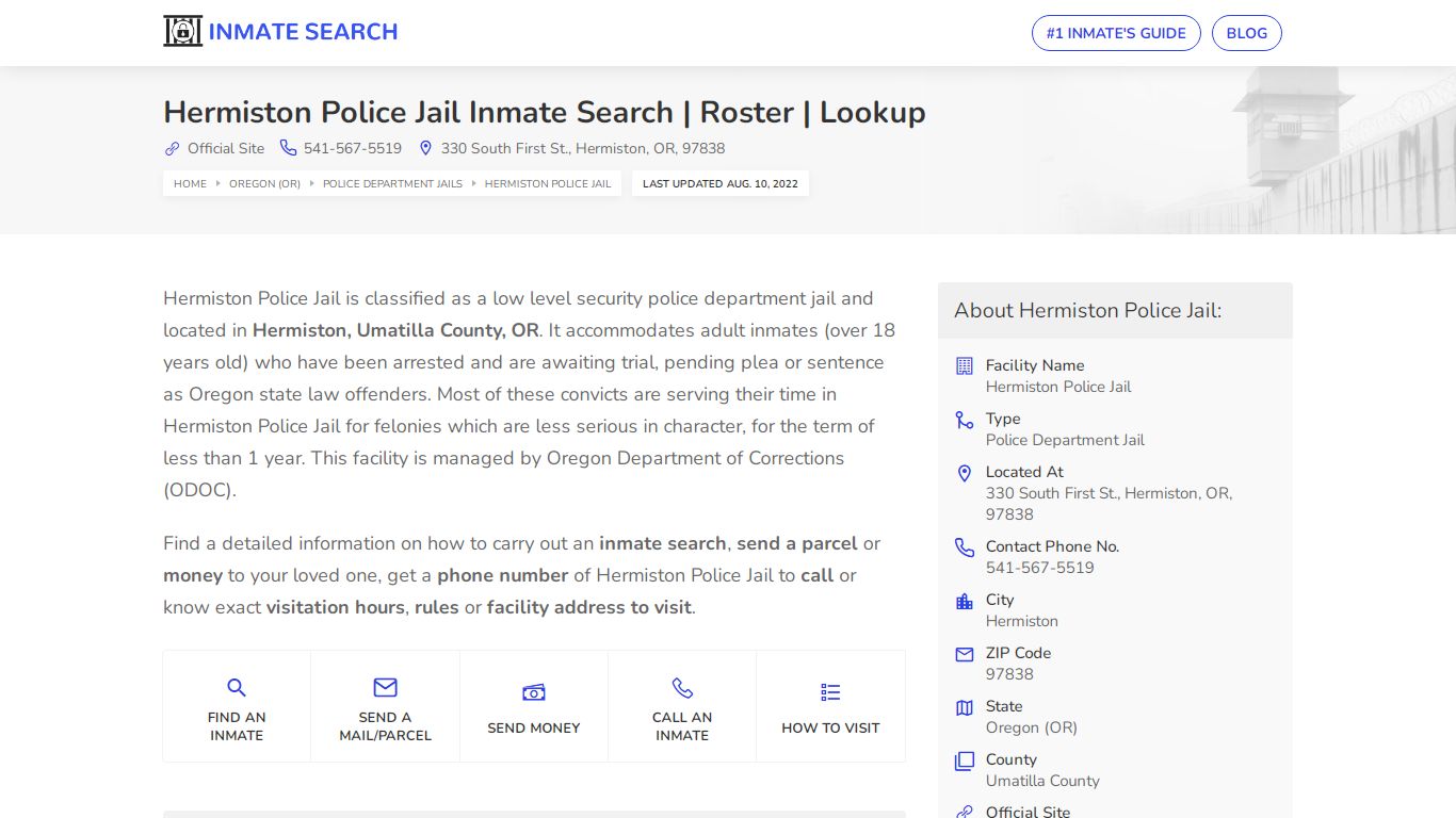 Hermiston Police Jail Inmate Search | Roster | Lookup